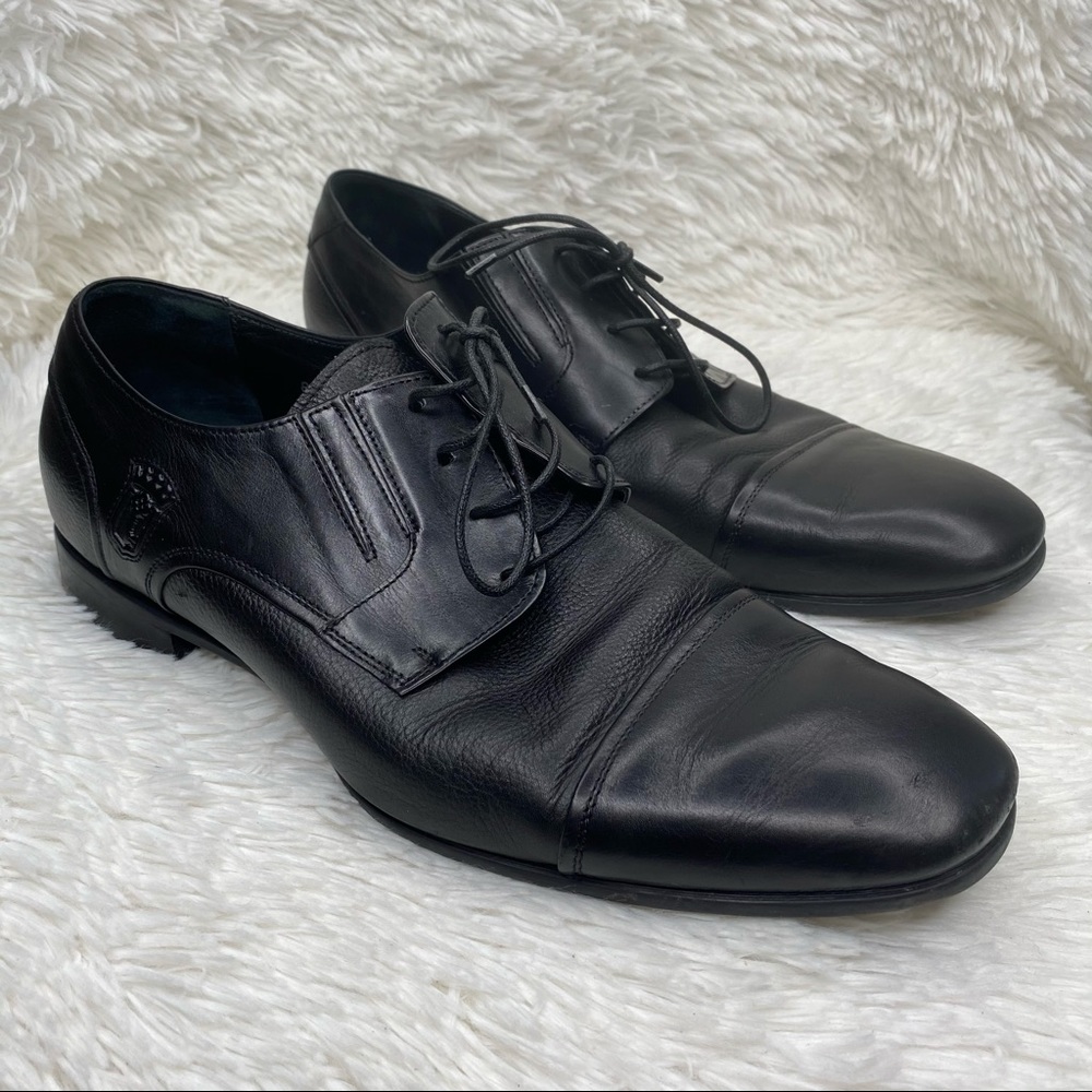 Vinicio black leather lace heels oxfords